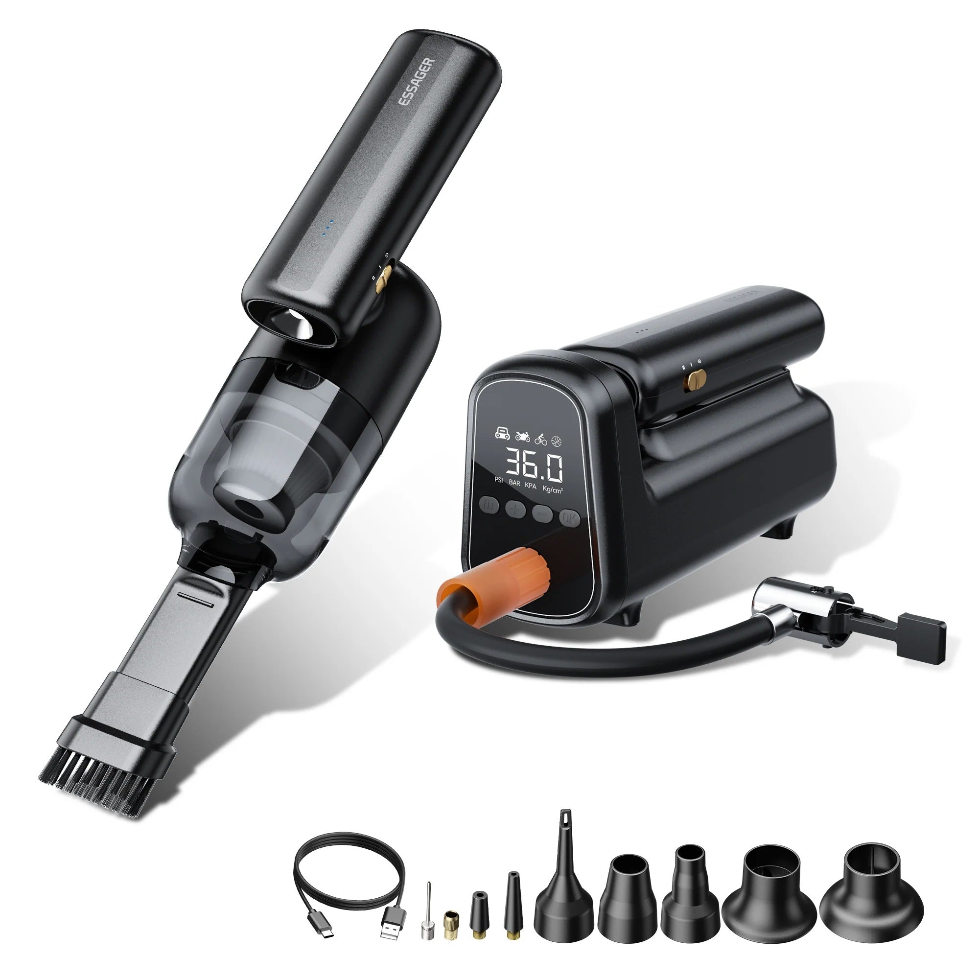 5-in-1 Tools  (Vacuum Cleaner, Air Pump, Blower, Flashlight, Power Bank)