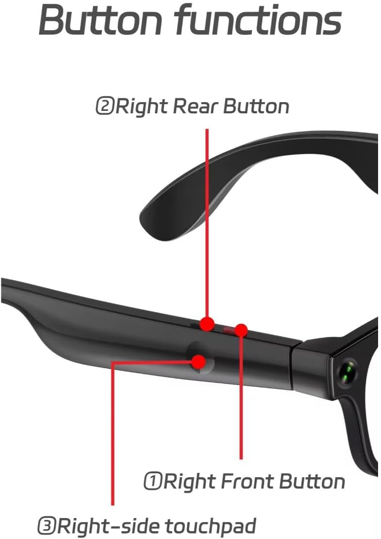 AI Smart Camera Glasses with Speakers – 8MP HD Camera, Bluetooth Calls, Music, 16GB Storage & 3 Interchangeable Lenses