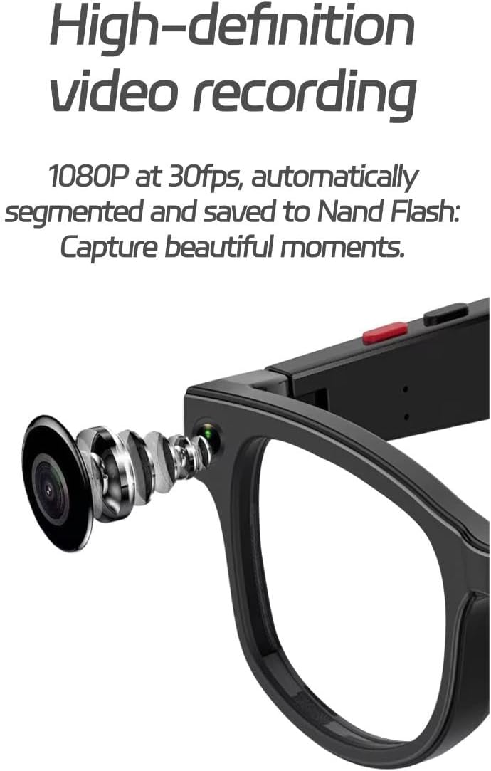 AI Smart Camera Glasses with Speakers – 8MP HD Camera, Bluetooth Calls, Music, 16GB Storage & 3 Interchangeable Lenses