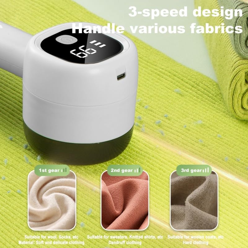 Electric Fabric Shaver Pro – 6-Blade Lint Remover with LED Display, 3 Speeds for Clothes, Sofa & Blankets