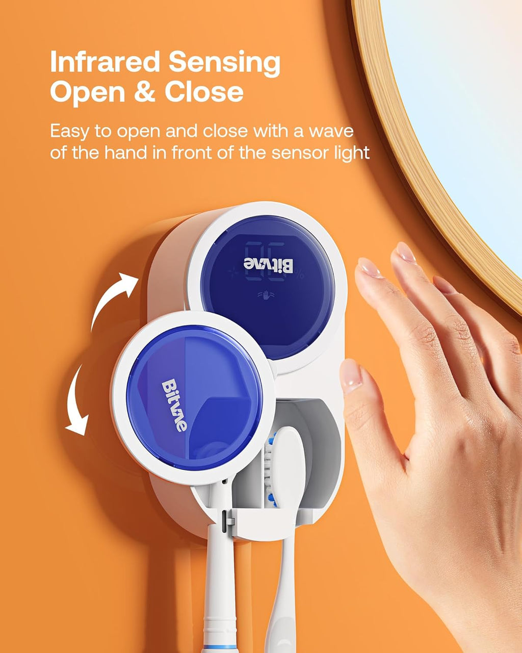 UV Toothbrush & Razor Sterilizer – Portable Rechargeable Holder with Auto Sensor Cover, Wall Mount, 99.9% Germ Kill