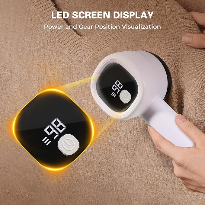 Electric Fabric Shaver Pro – 6-Blade Lint Remover with LED Display, 3 Speeds for Clothes, Sofa & Blankets