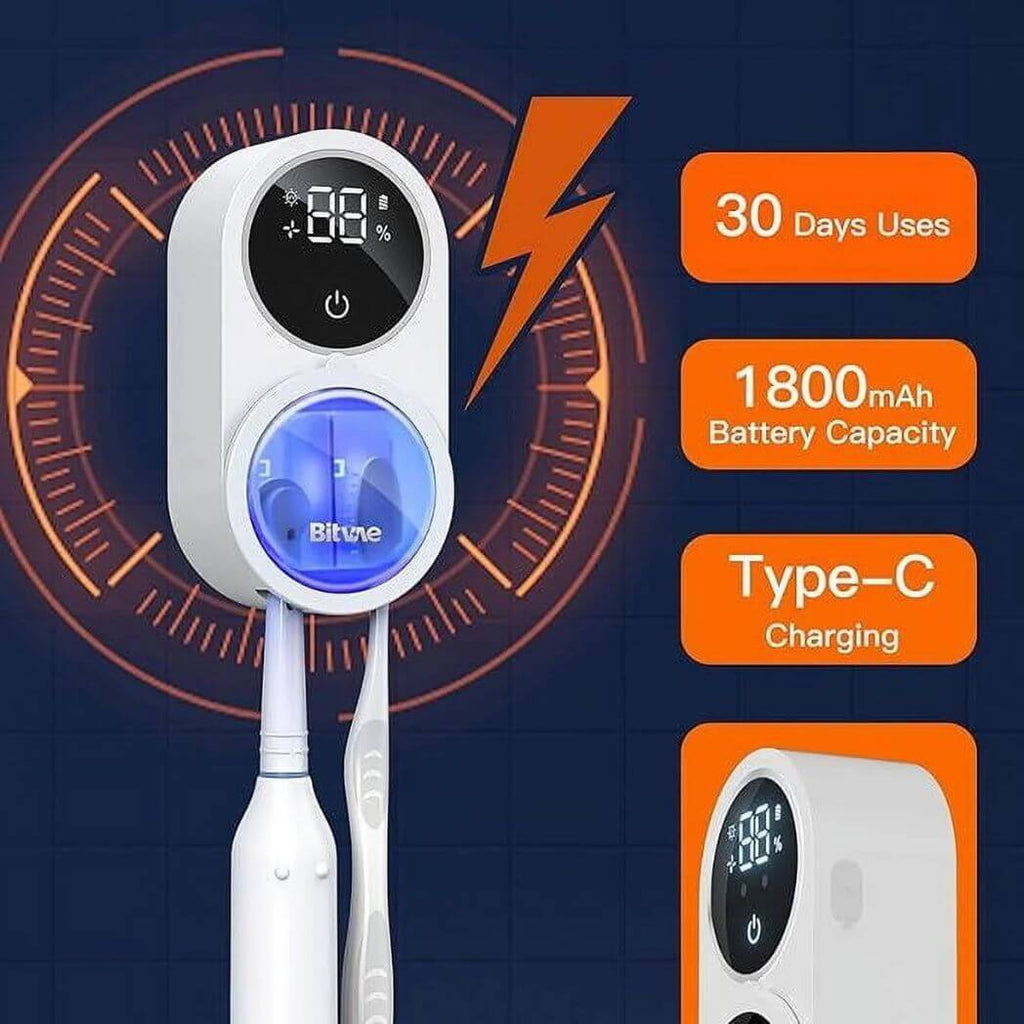 UV Toothbrush & Razor Sterilizer – Portable Rechargeable Holder with Auto Sensor Cover, Wall Mount, 99.9% Germ Kill