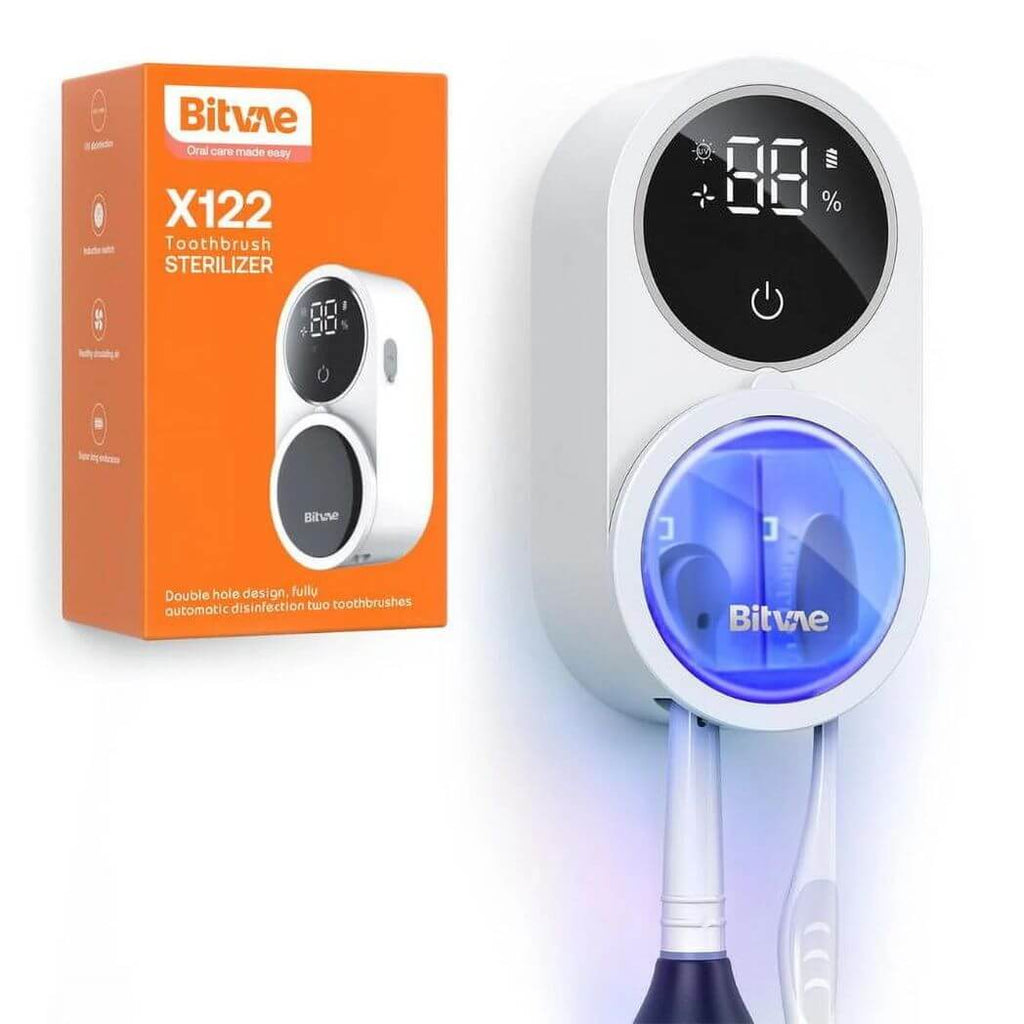 UV Toothbrush & Razor Sterilizer – Portable Rechargeable Holder with Auto Sensor Cover, Wall Mount, 99.9% Germ Kill