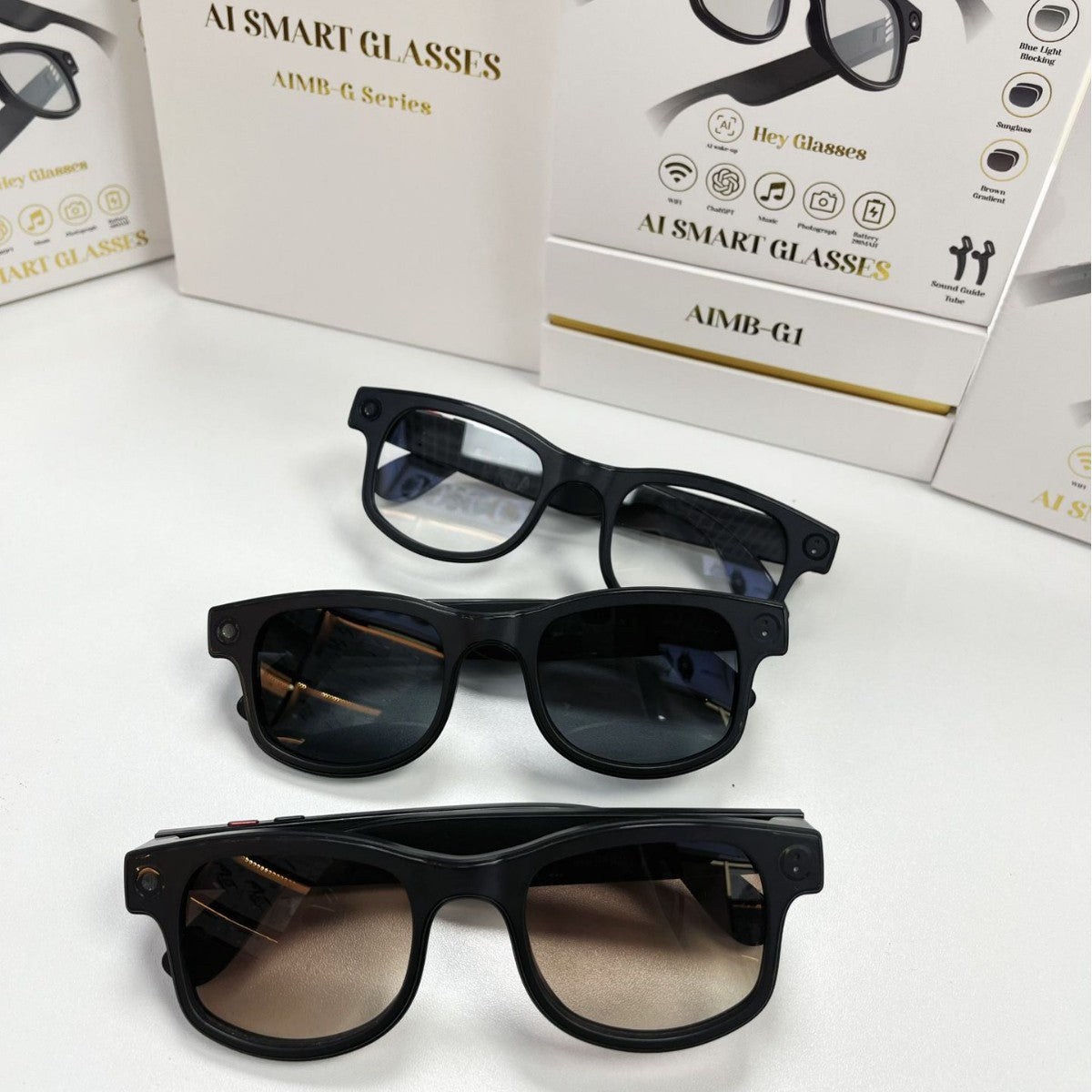 AI Smart Camera Glasses with Speakers – 8MP HD Camera, Bluetooth Calls, Music, 16GB Storage & 3 Interchangeable Lenses